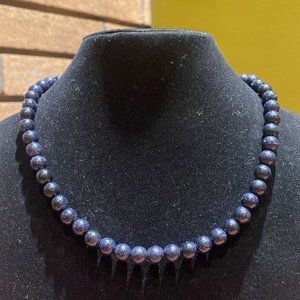 8MM Blue Sunstone (Goldstone) Bead Stretchy Cord Necklace/Bracelet/Anklet